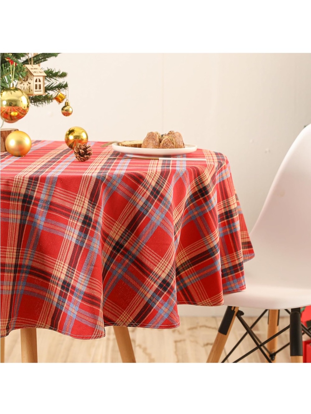 NEW Classic Scottish Tartan Plaid Round Tablecloth.